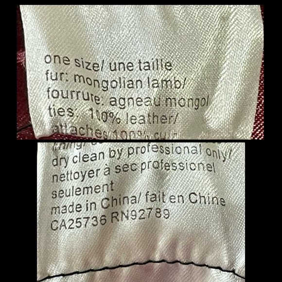 ▪️NWT▪️F.L.A.G. ACCESSORIES▪️Cranberry Genuine Mongolian Lamb & Suede Scarf - Picture 7 of 8